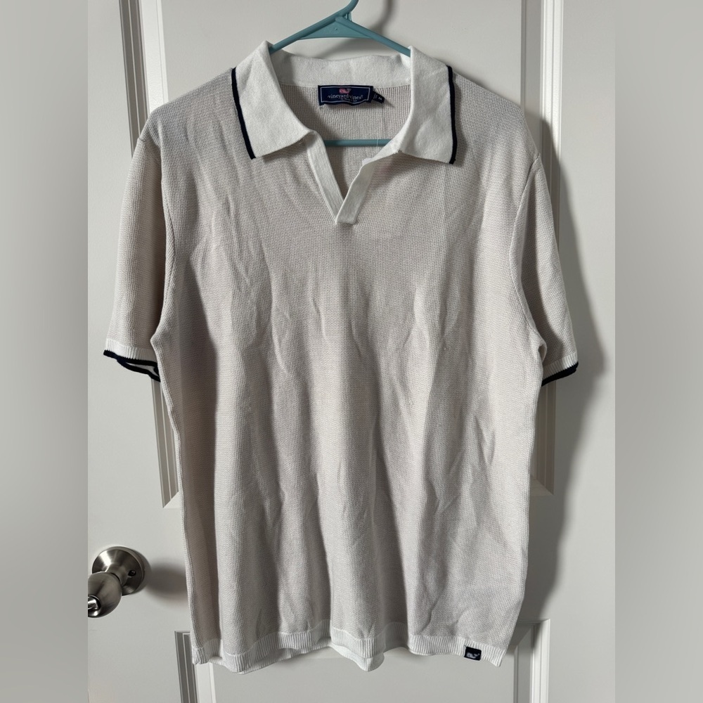 NWT-Vineyard Vines Split Collar Sweater Polo-Medium-White Cap color